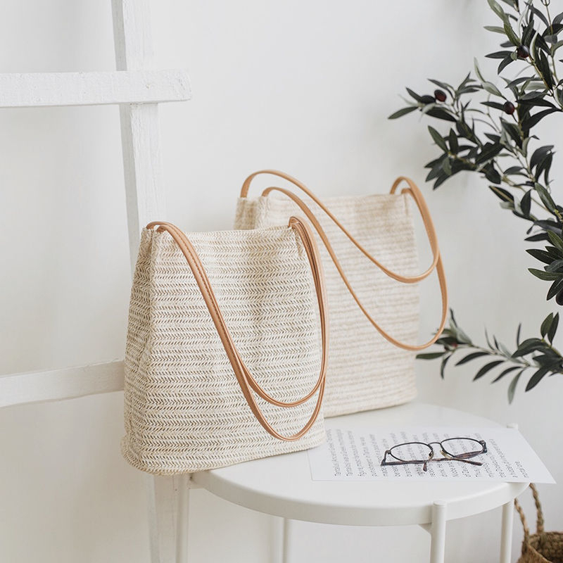Korean Ins Rattan Beach Straw Bag Shoulder Bag Rattan Sling Bag Hand ...