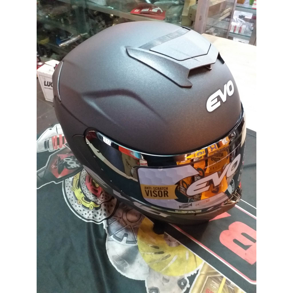 EVO GT Pro Titanium Matte Black Full Face Dual Visor Helmet With