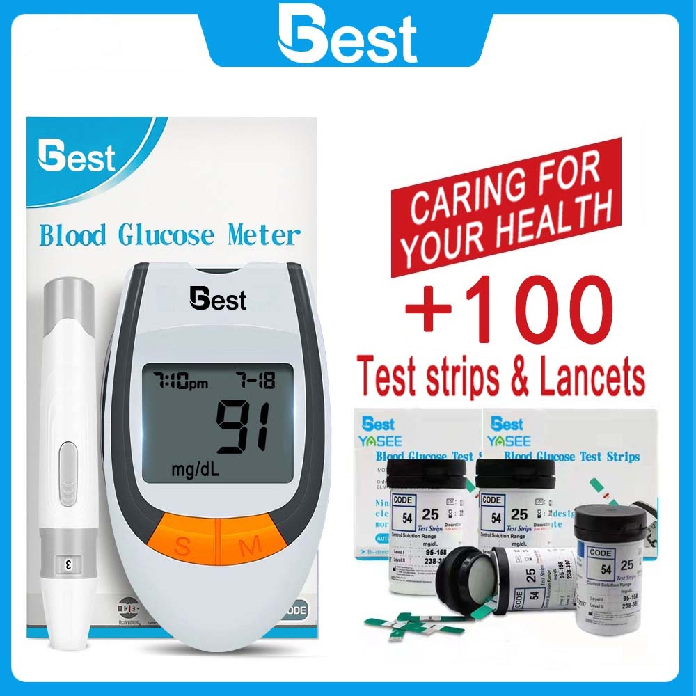 Best GLM77 Glucmeter Set Blood Glucose Meter FREE 100pcs strips