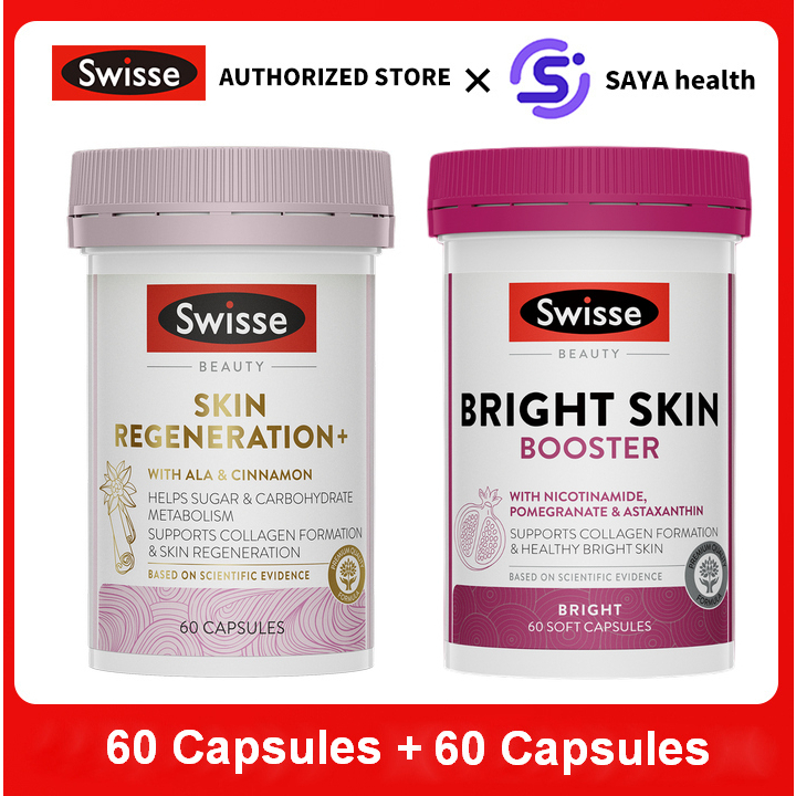 Swisse Beauty Combo Bright Skin Boost 60 Capsules + Skin Regeneration+ ...