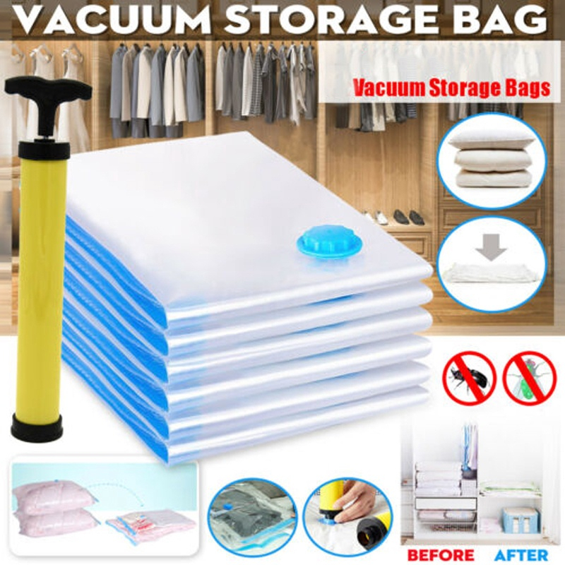 Vacuum Bag Double Zipper Reusable Travel Storage Resealable Vacuum