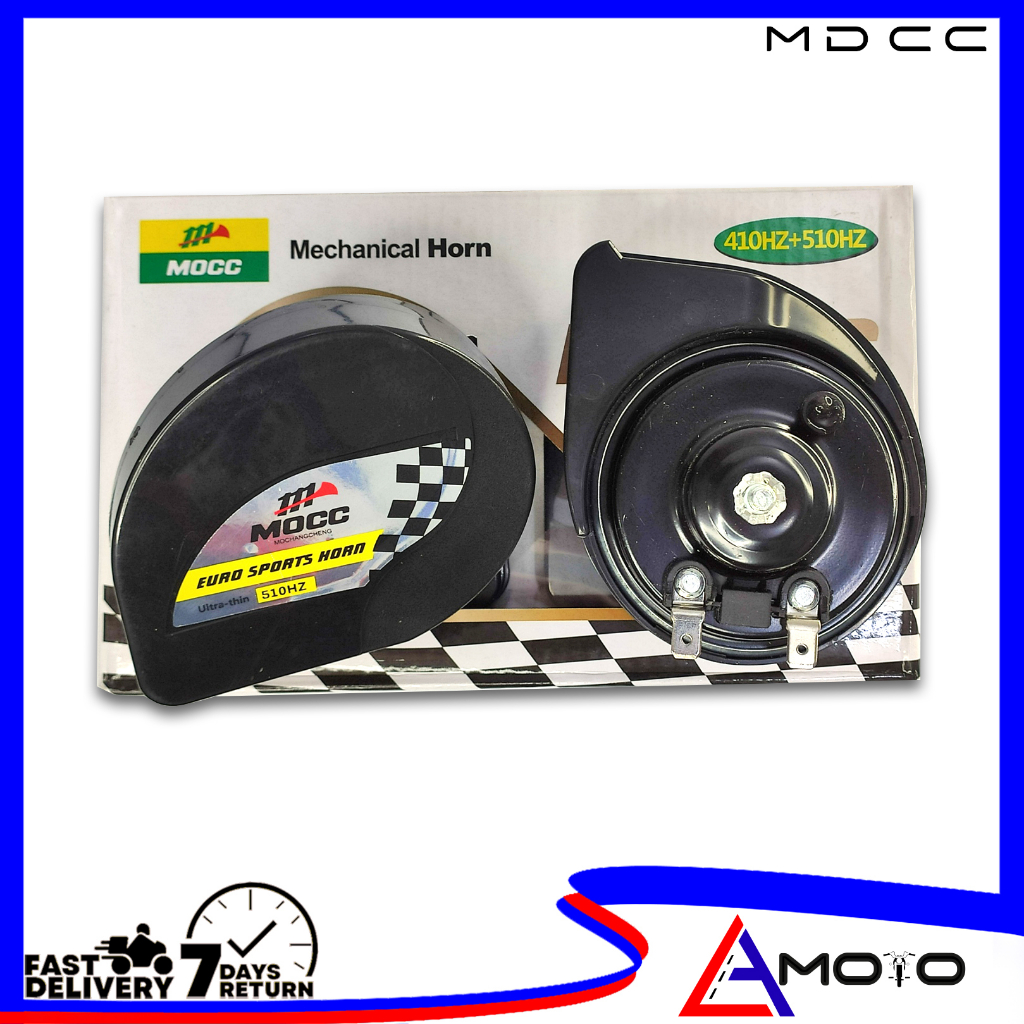 ( PAIR ) MOCC UNIVERSAL MECHANICAL CAR / MOTORCYCLE HORN / EURO SPORTS