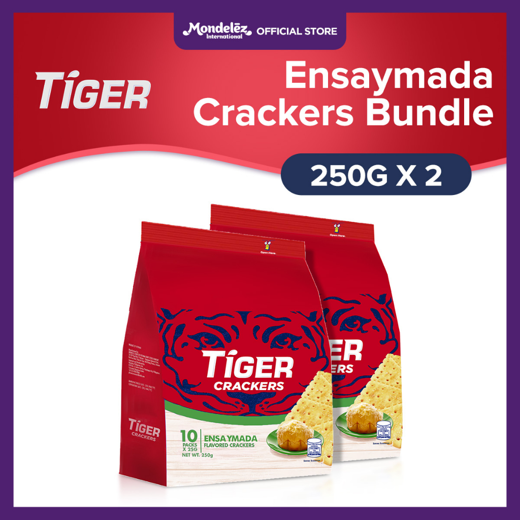 Tiger Flavored Crackers Ensaymada Flavor 250g Wheat Fiber Biscuits, Nutritious Snack (Set of 2