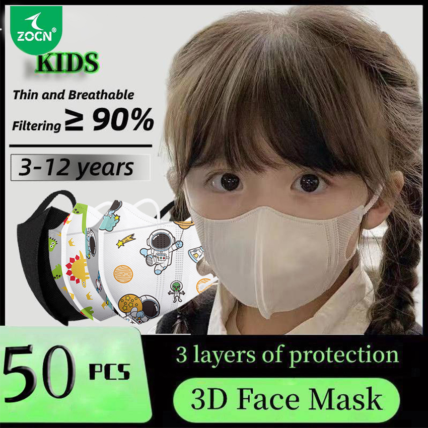 Zocn 50Pcs Facemask For Kids 3D Disposable Face Mask Kf94 Facemask 3D