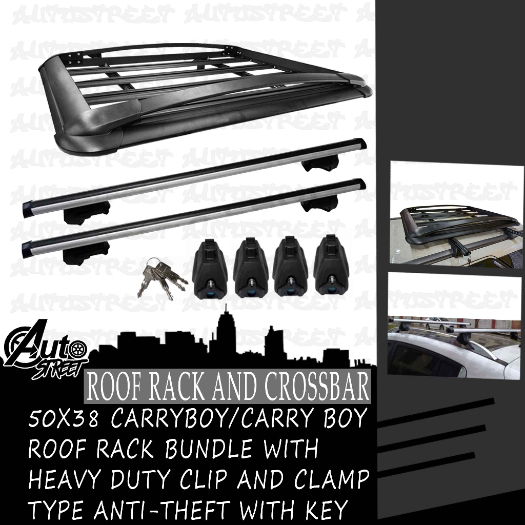 Universal 50x38 Carryboy Roof Rack Black with Heavy Duty Clip and Clamp