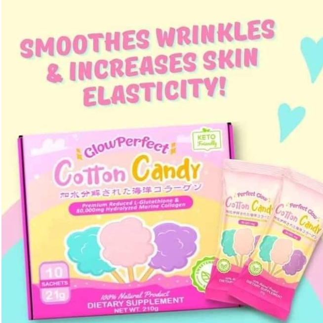 Glow Perfect COTTON CANDY (10 Sachet) 80,000 Hydrolyzed Marine Collagen
