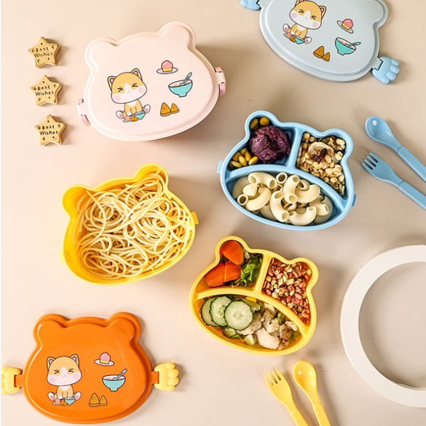 Cute Cat Shaped Lunch Box Lunch Food Container With Fork And Spoon ...