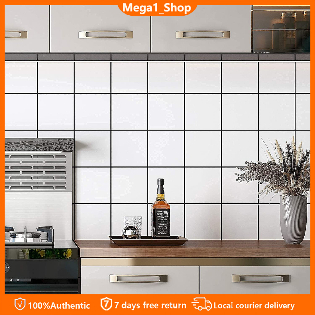 White grid selfadhesive wallpaper kitchen high temperature, waterproof