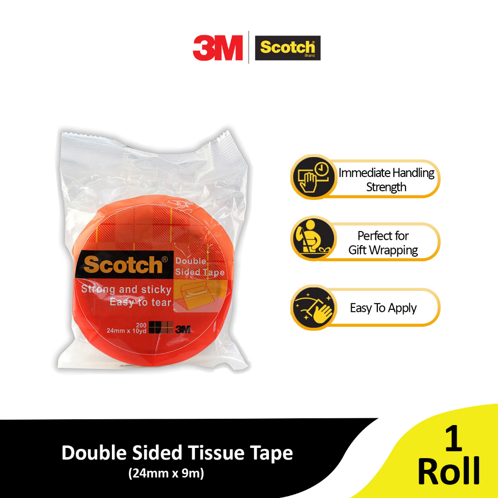 3M Scotch Double-sided Tissue Tape 200, 24mm X 9m [MS2002410] | Shopee ...