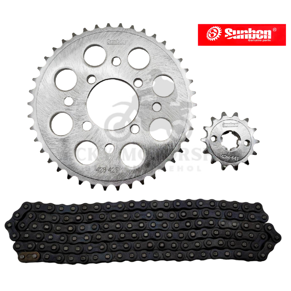 SUNBEN SPROCKET AND CHAIN SET RAIDER150 2 IN 1 42T14T/ 428H132L