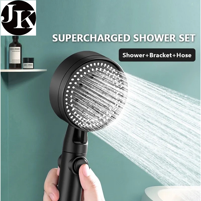 JK MALL 3in1 Shower Head With Hose Set Black High Pressure Bathroom ...