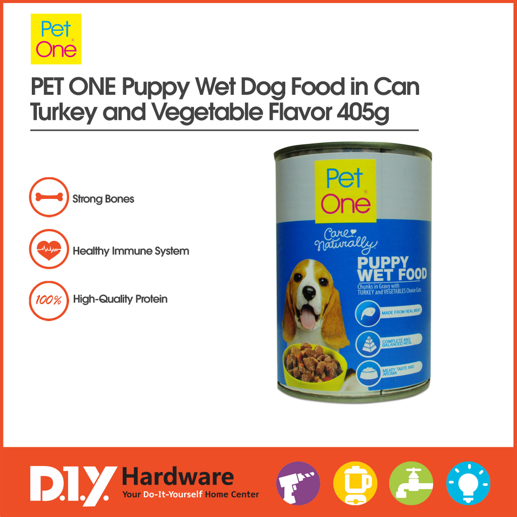 Pet One Puppy Wet Dog Food in Can Turkey and Vegetable Flavor 405g ...