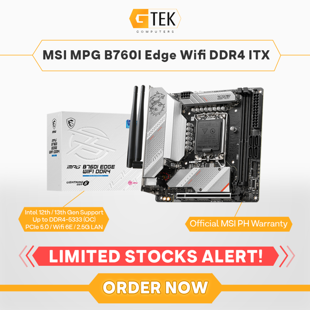 Msi mpg b760i edge wifi ddr4 lga 1700 intel itx motherboard shopee