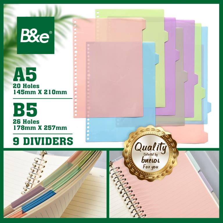 bnesos Stationary Binder Divider Index Page Index Separator 4Pcs/1Set