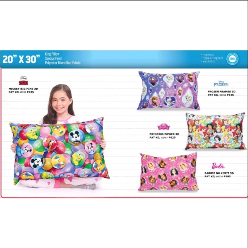 DAKKI King Size Pillow Character PATTERN 3D Print 20"x30" Shopee