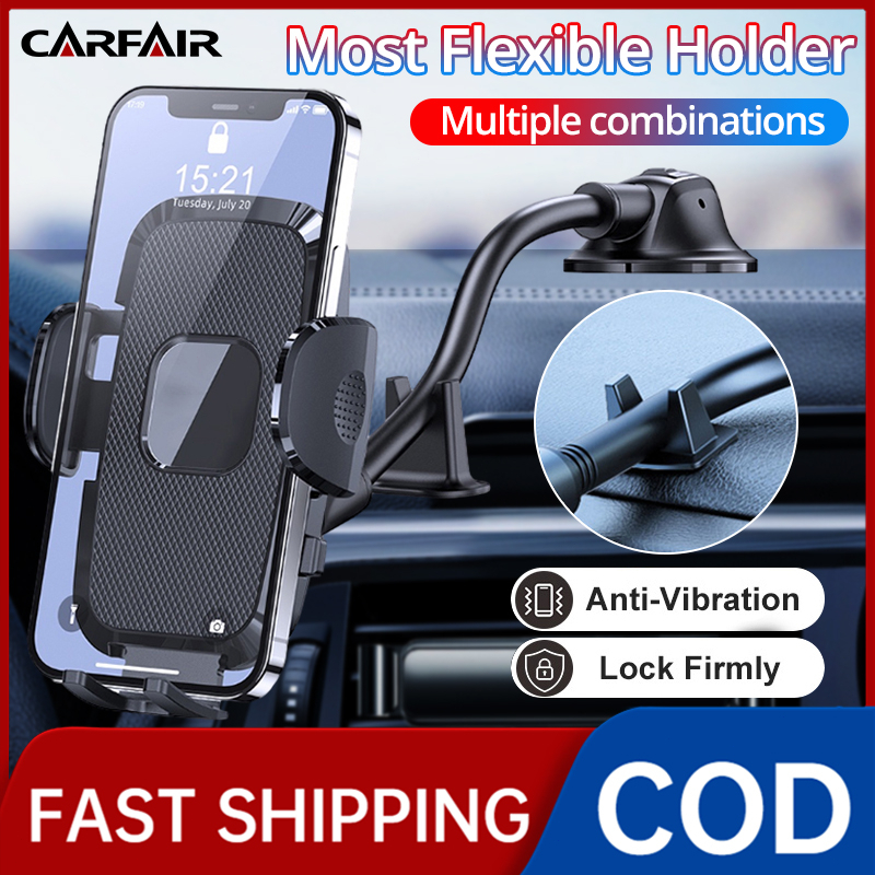 Dashboard Phone Holder for Car 9in Flexible Long Arm, Universal Handsfree Windshield Phone Mount