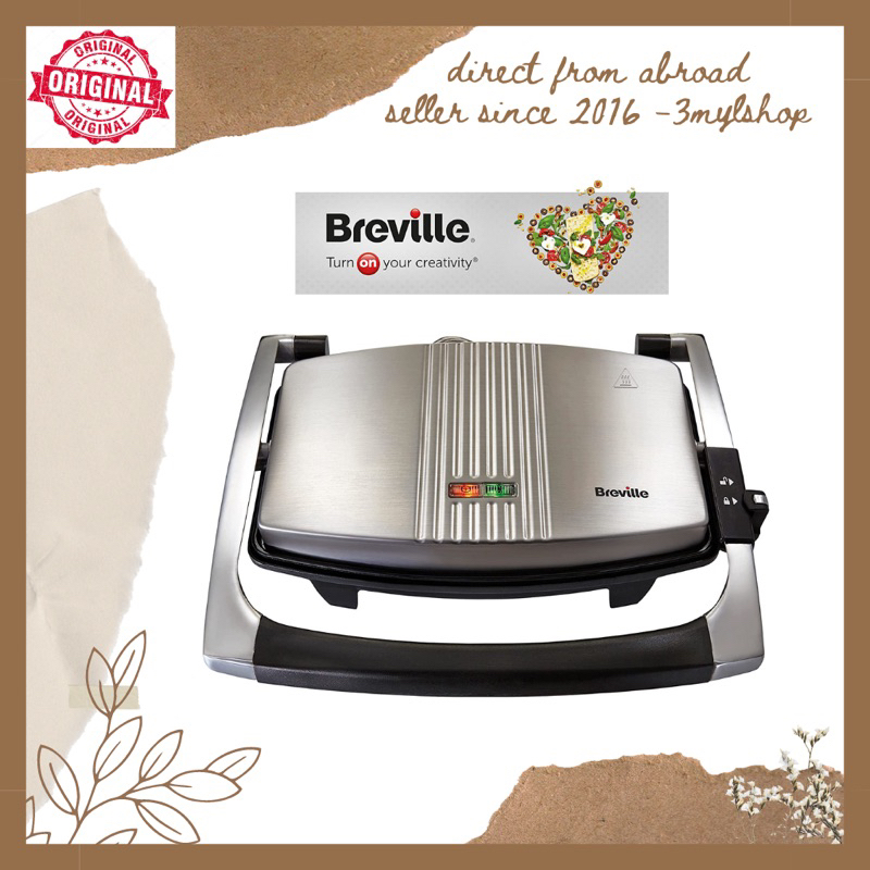 Breville Sandwich/Panini Press & Toastie Maker 3Slice Nonstickcoated