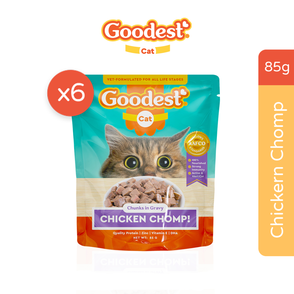 Goodest Cat Chicken Chomp Pack of 6 Wet Cat Food Pouch (85g) | Shopee ...