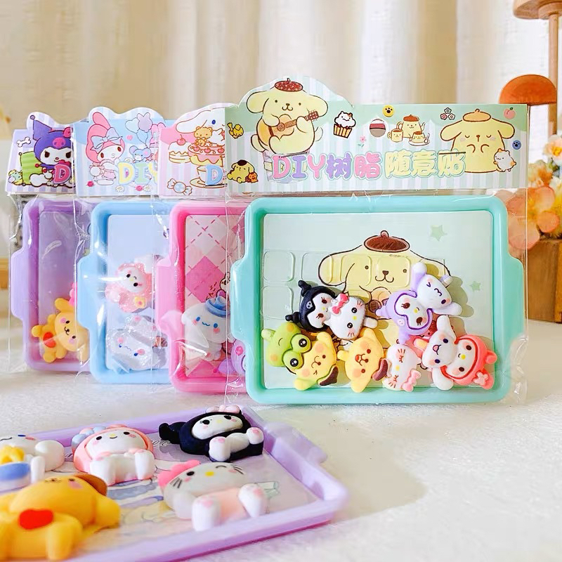 DIY resin mini trays cartoon three-dimensional doll stickers jelly glue ...