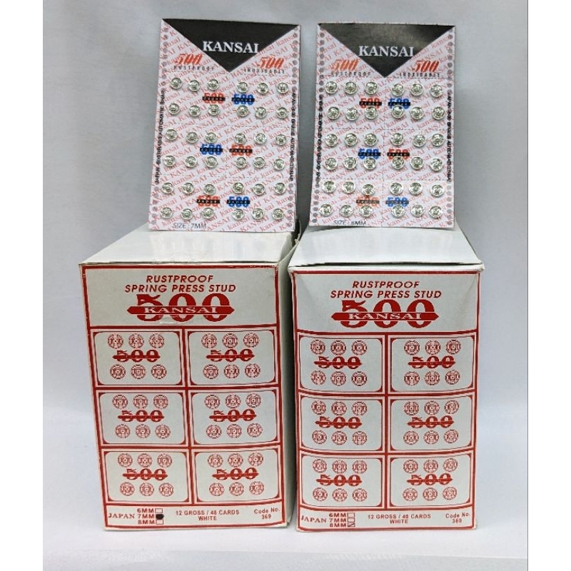 Automatic Snap Button Brass Kansai #500 Japan 7/8/10 mm (SOLD PER BOX ...