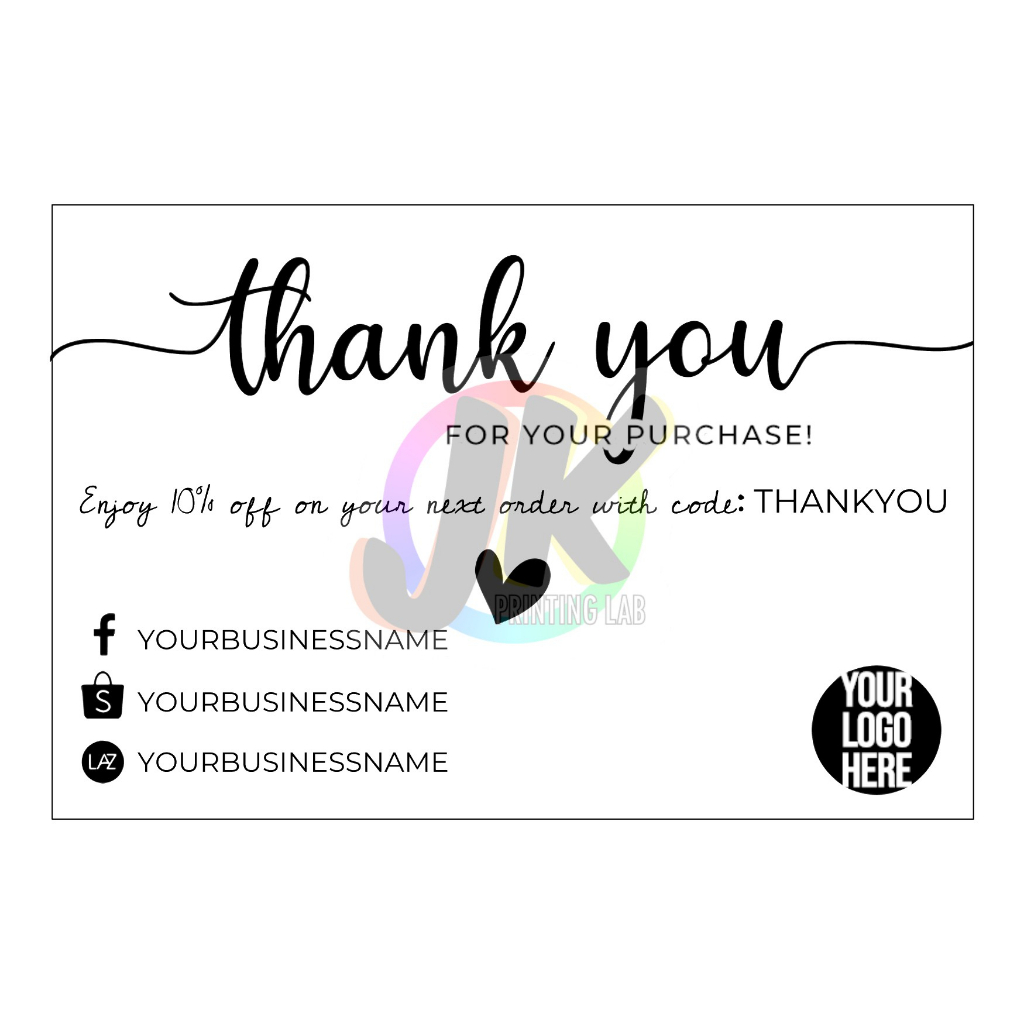 Customized Thank You Cards/Business Cards (10PCS per SET) | Shopee ...