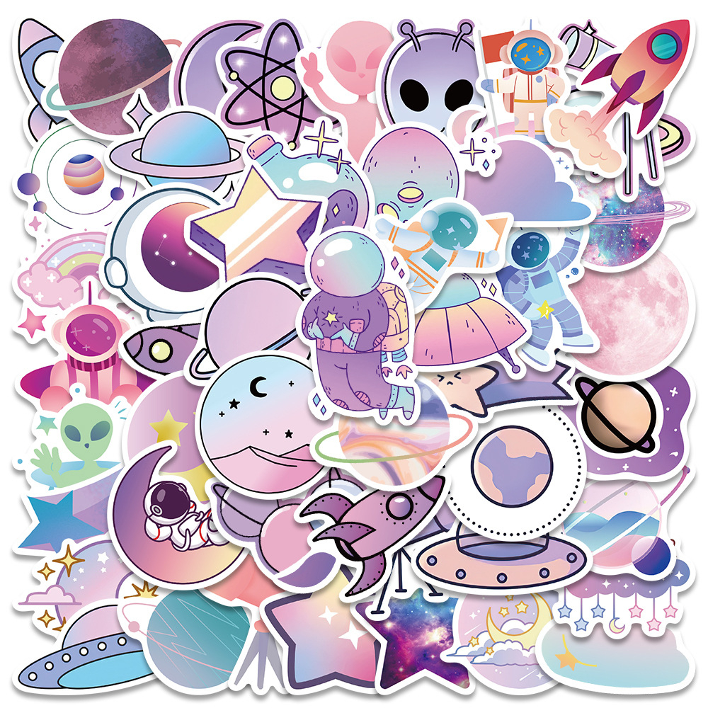 xs655-50 pcs color gradient astronaut graffiti waterproof sticker ...