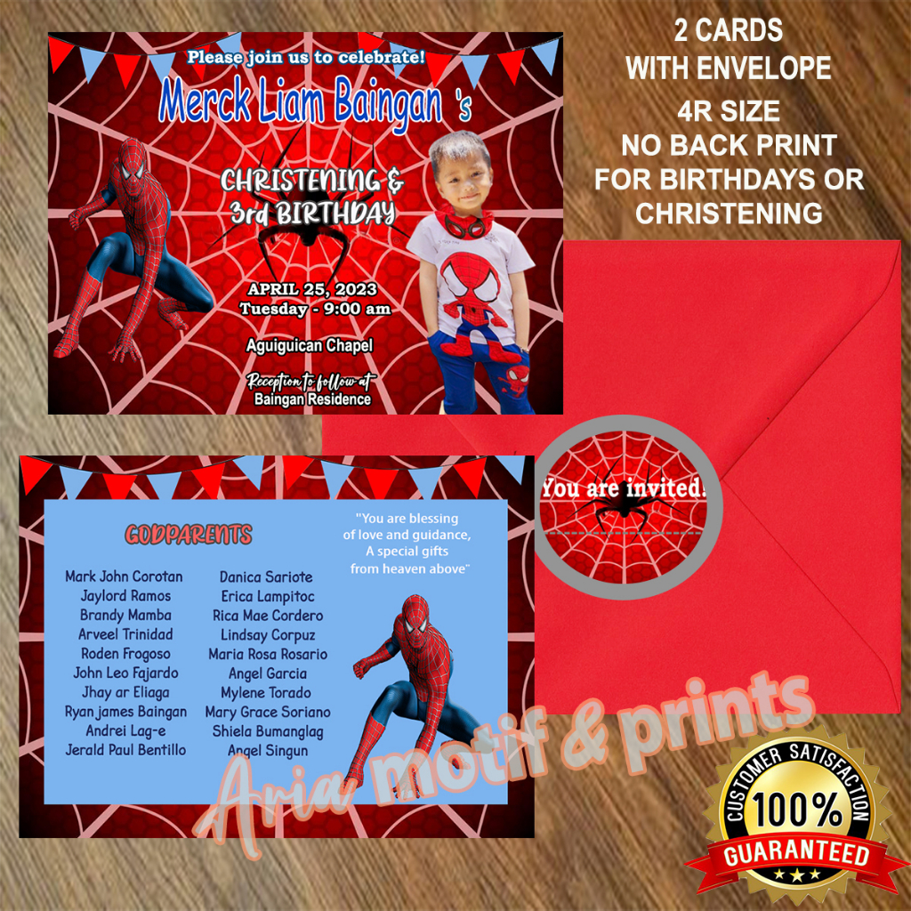 spiderman invitation card for birthday or christening | Shopee Philippines