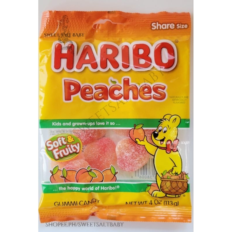 Haribo Peaches Gummy Candy 113g Shopee Philippines