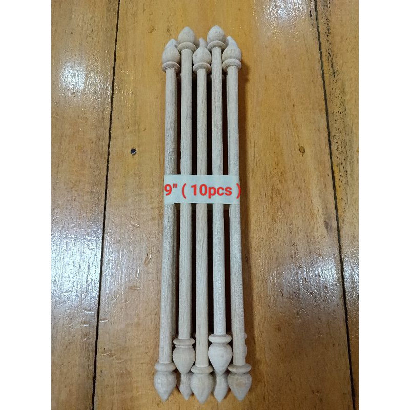 Unpainted Wooden Scroll Rod ( Pointed Tip ) 9" ( 10pcs ) Shopee