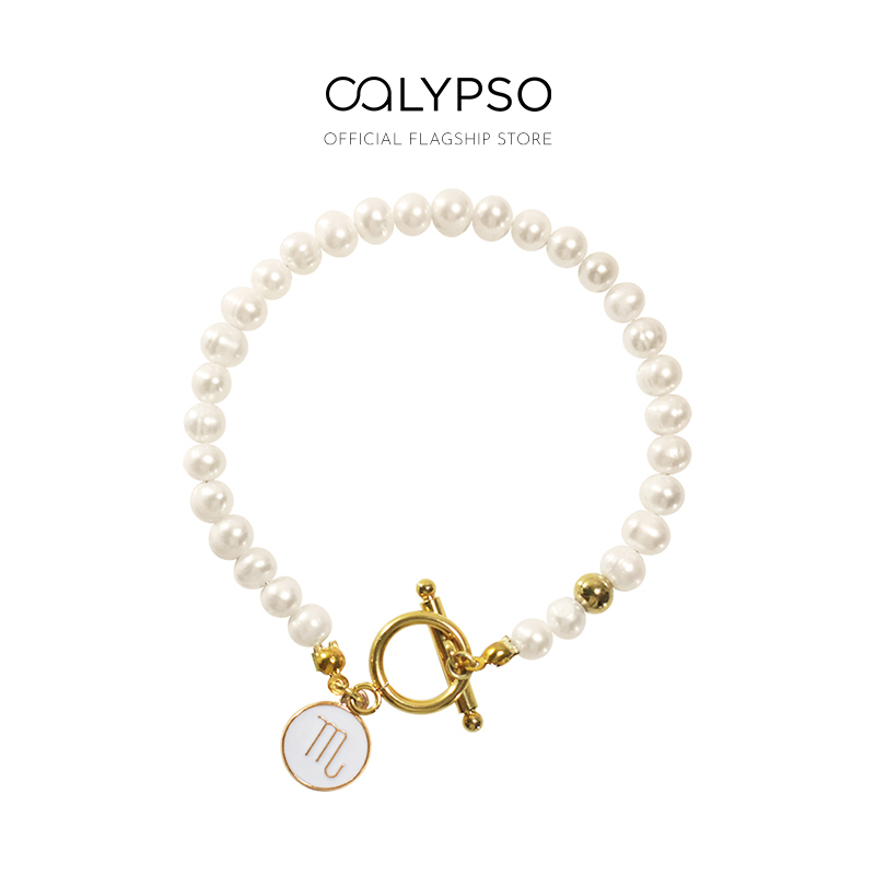 CALYPSO Freshwater Pearl Bracelet and Zodiac Sign with 18K Gold Plated