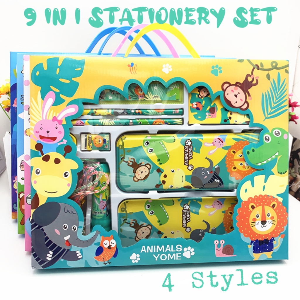 9 In 1 New Cute Stationery Sets for Student Pencil Case Sharpener