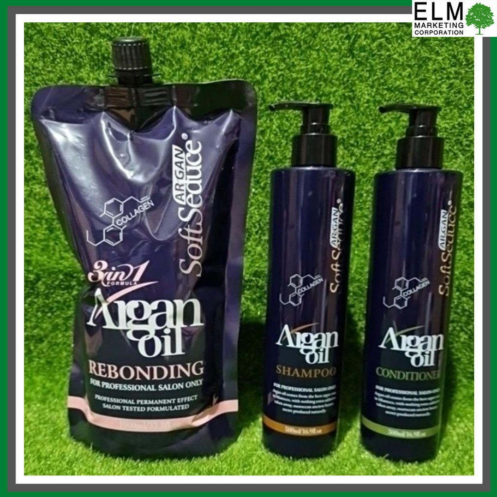 2024 PROMO Package SoftSeduce ARGAN OIL 3in1 Rebonding, Shampoo, and