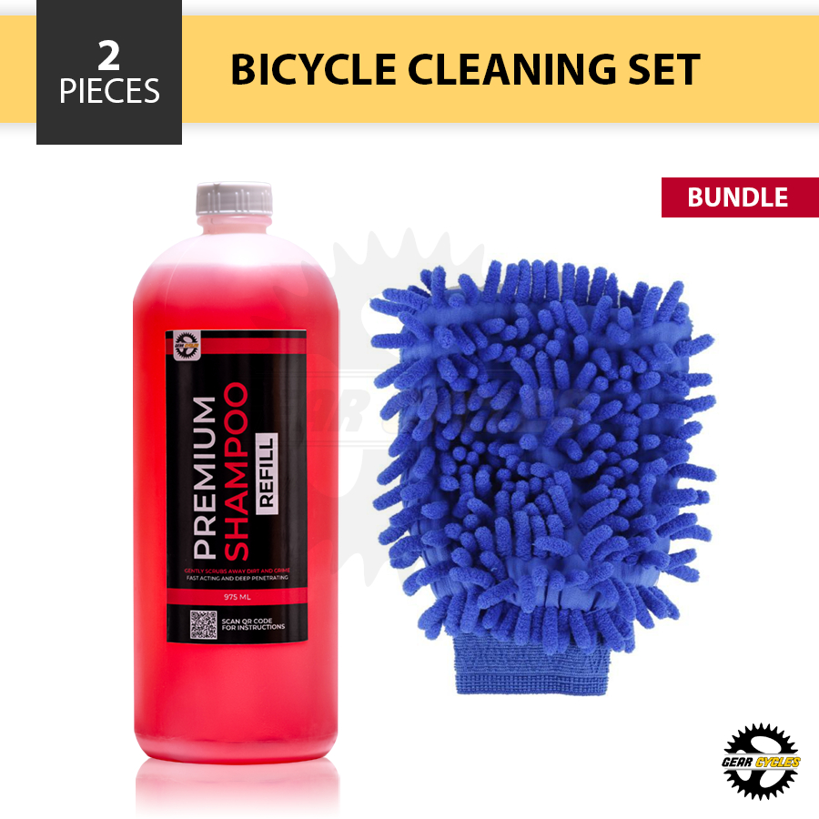 (BUNDLE) Gear Cycles Premium Shampoo Bicycle Wash Gloves Mountain Road