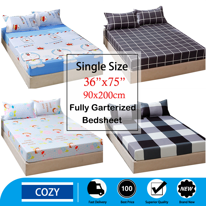 Single Size Full Garterized Fitted Sheet High Quality Bed Sheet