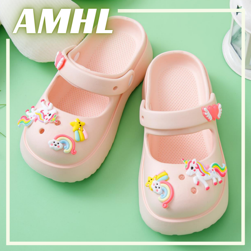 『AMHL』New Summer Fashion Thick Bottom Hole Shoes NonSlip Slipper for