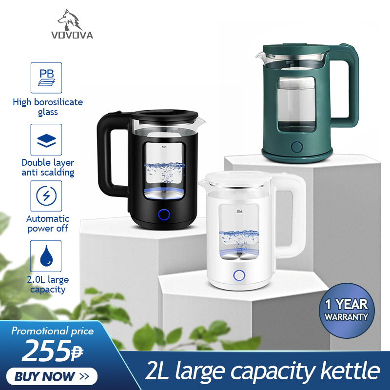 VOVOVA Electric kettle heater 2L portable small electric kettle