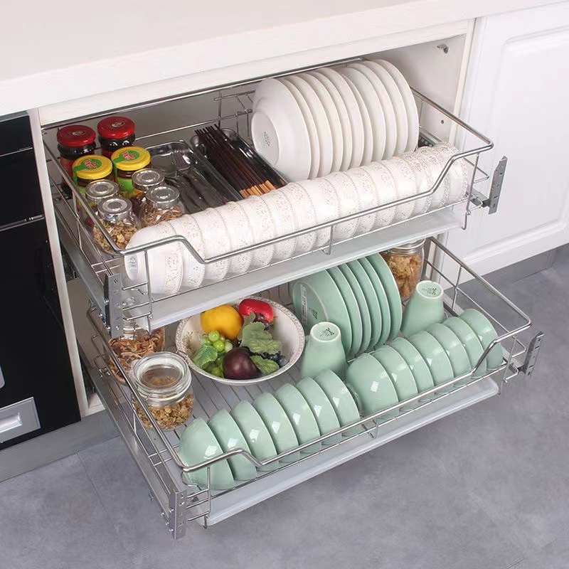 kitchen basket Plain 2 layer All Purpose Pull out Basket 304 stainless