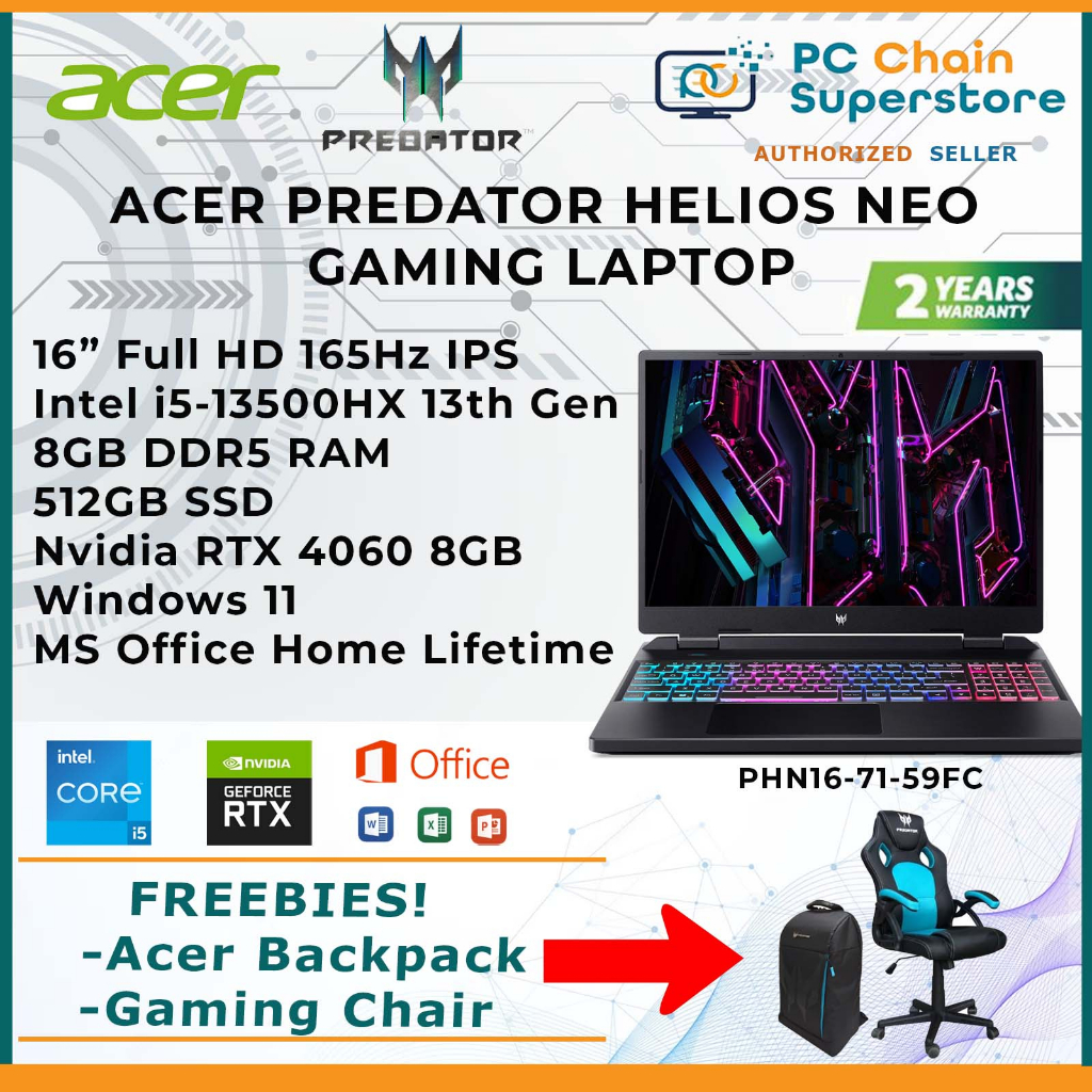 Acer Predator Helios Neo 16 PHN167159FC Gaming Laptop 16" FHD 165Hz