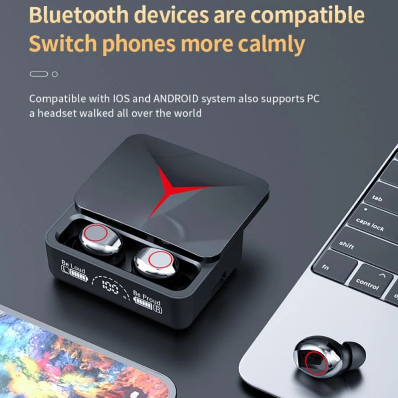 Bluetooth Earphone M90 Gaming Wireless Headset Slide Design With LED ...