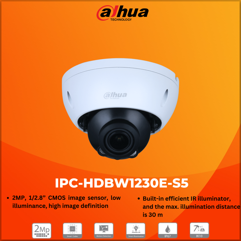 Dahua IPC-HDBW1230E-S5 2MP IP Camera Indoor Metal IP67 Built-in ...