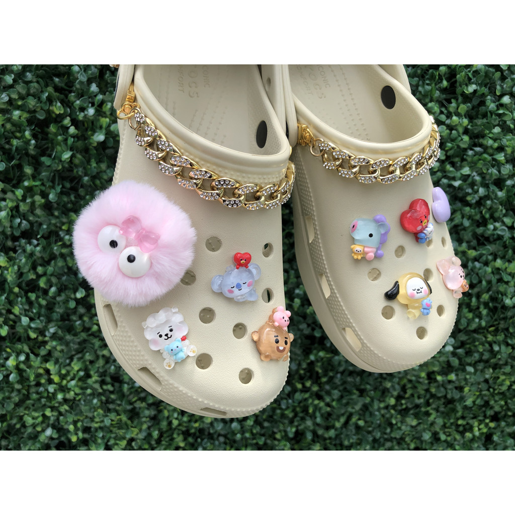 BTS BT21 Jibbitz With Cute Pompom For Crocs Crocs Charms (Glass Version) Shopee Philippines