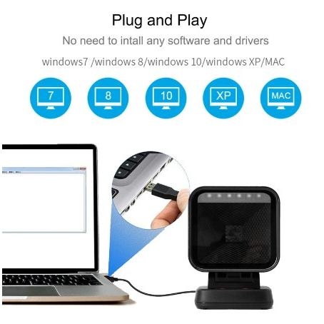 2D Desktop Barcode Scanner USB Omnidirectional QR Bar Code, with Soft ...