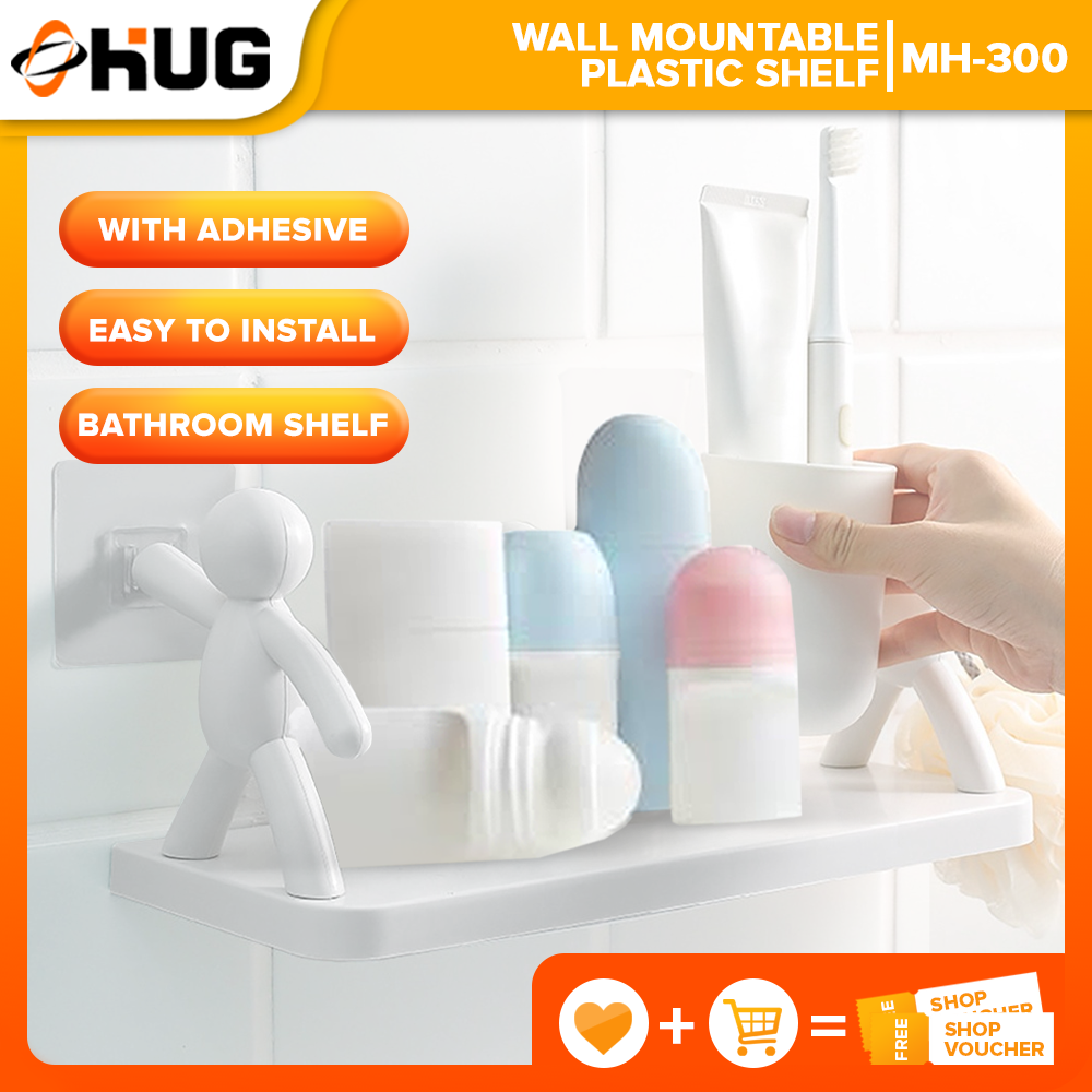 Wall Mountable Bathroom Shelf Humanoid Plastic Kitchen Adhesive Rack ...