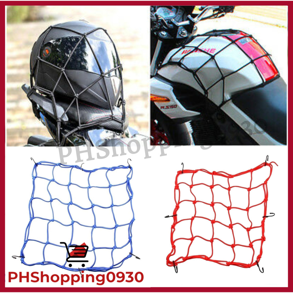 QYZV Motorcycle Helmet Net Luggage Motorcycle Cargo Net Storage Organizer Helmet Holder Shopee