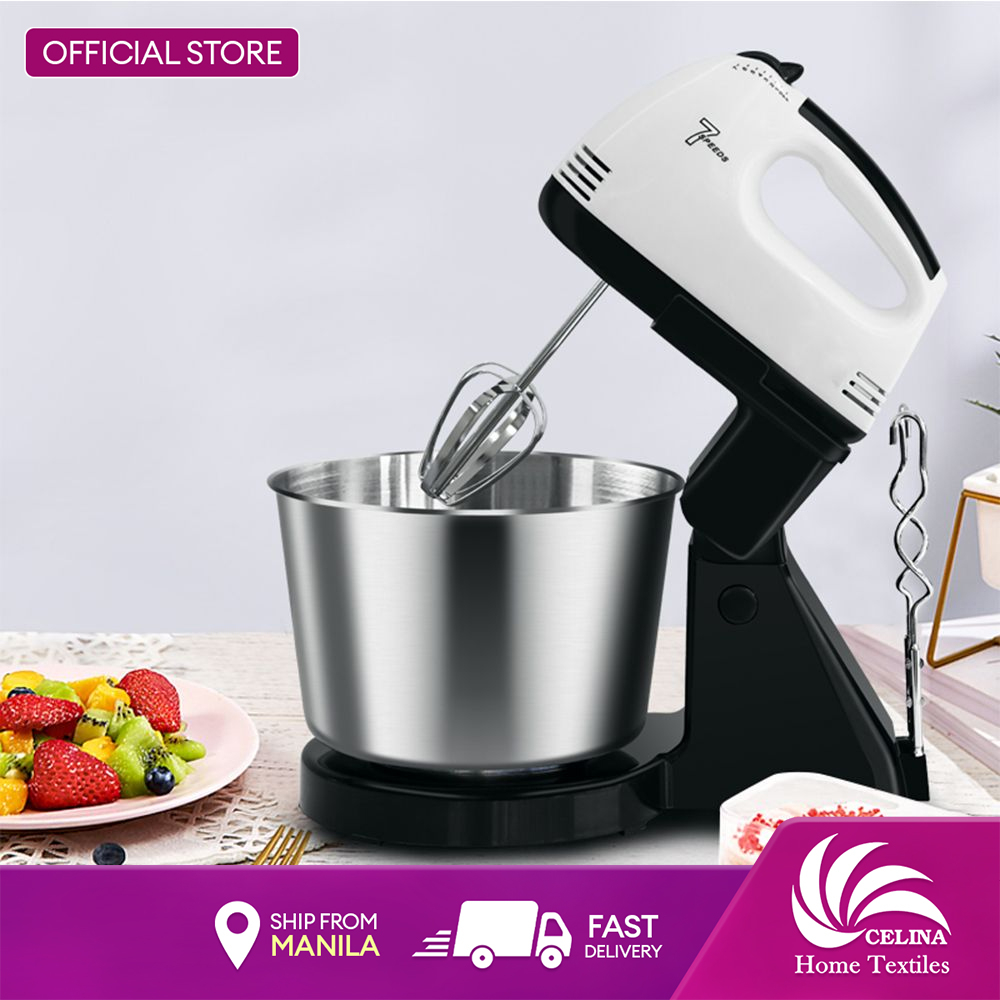 Celina Portable 7 Speed Baking Hand Mixer with Detachable Stainless