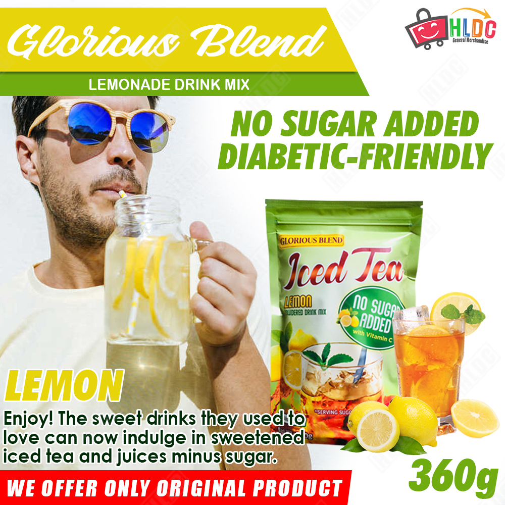 Glorious Blend Iced Tea Lemon 360g with Vitamin C, Non Acidic, No Sugar