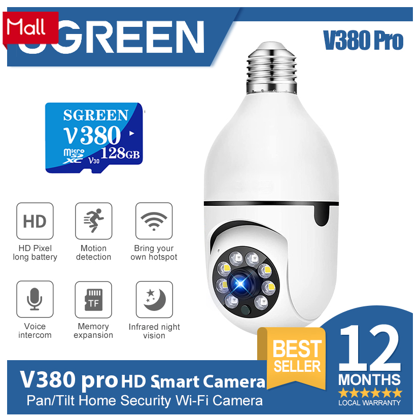 V380 Pro CCTV Connect To Cellphone WiFi CCTV Bulb Night Vision Motion ...