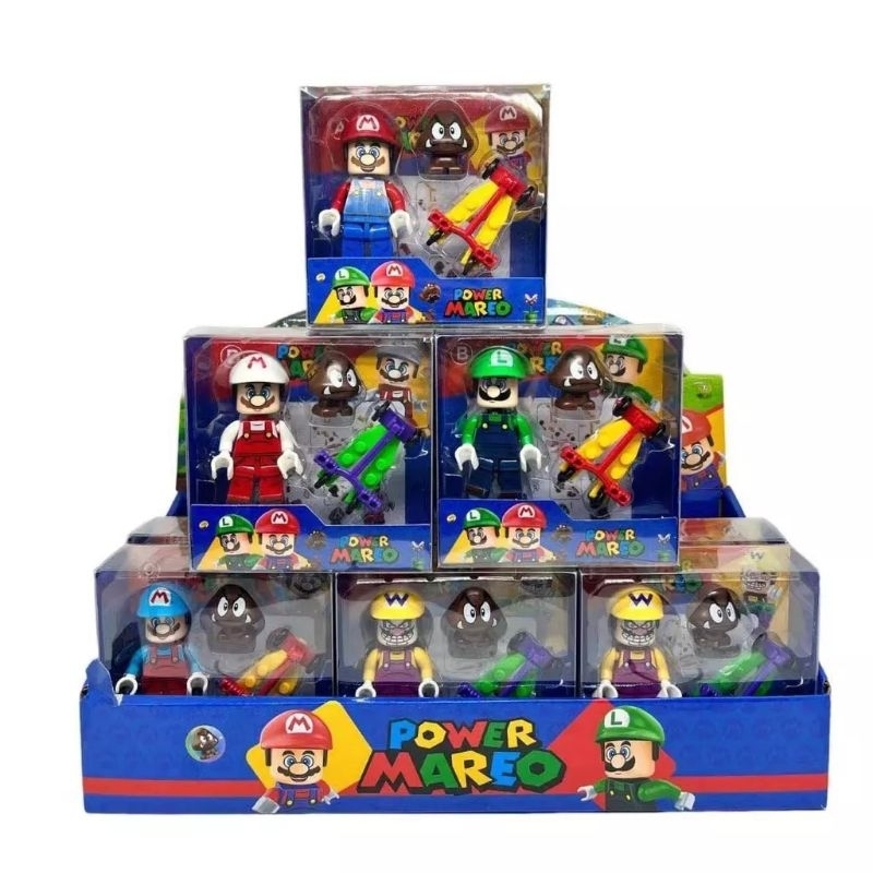 Plastic Cartoon Super Mario Lego Blocks Mini Figure Toys Cake Topper ...