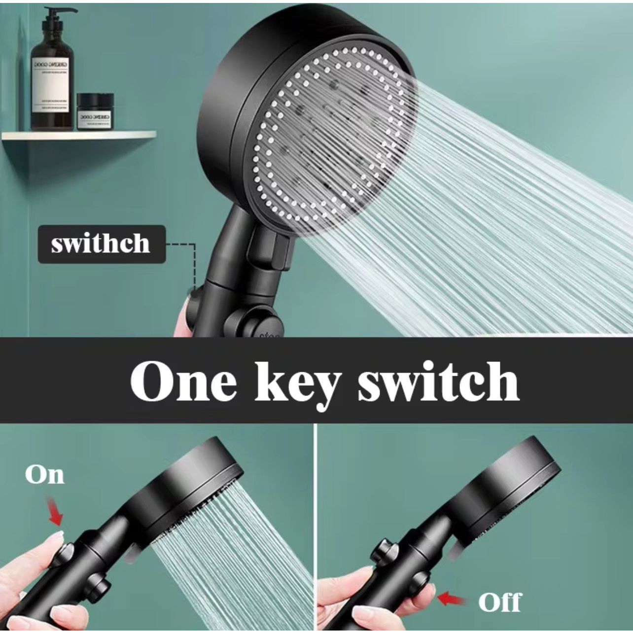 3 in 1 Shower Head Set 5-speed Booster Shower with Hose Portable ...