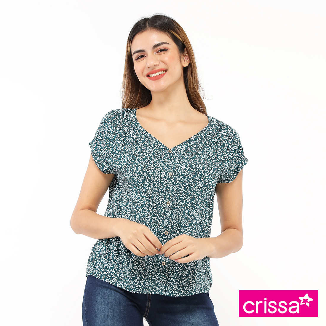 Crissa Woven Printed Rayon Continuous Sleeve Blouse CST18-0691 | Shopee ...